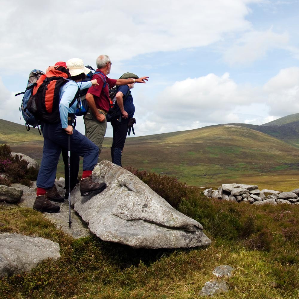 An ideal location for a bracing hike, this walk takes in most of the higher peaks of the Blackstairs Mountains including Mount Leinster, Cloroge Mór, Cloroge Beg and Black Rock Mountain. Spectacular views of the surrounding countryside and the lowlands of Carlow can be enjoyed on this strenuous walk.