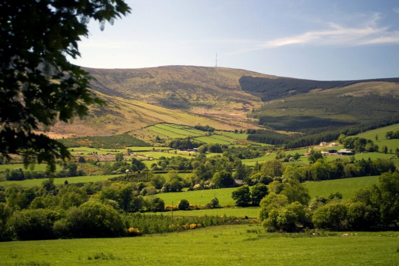 a pleasant 4-5 hour walk at any easy pace providing lovely views of the surrounding peaks of Croaghaun and Mount Leinster.